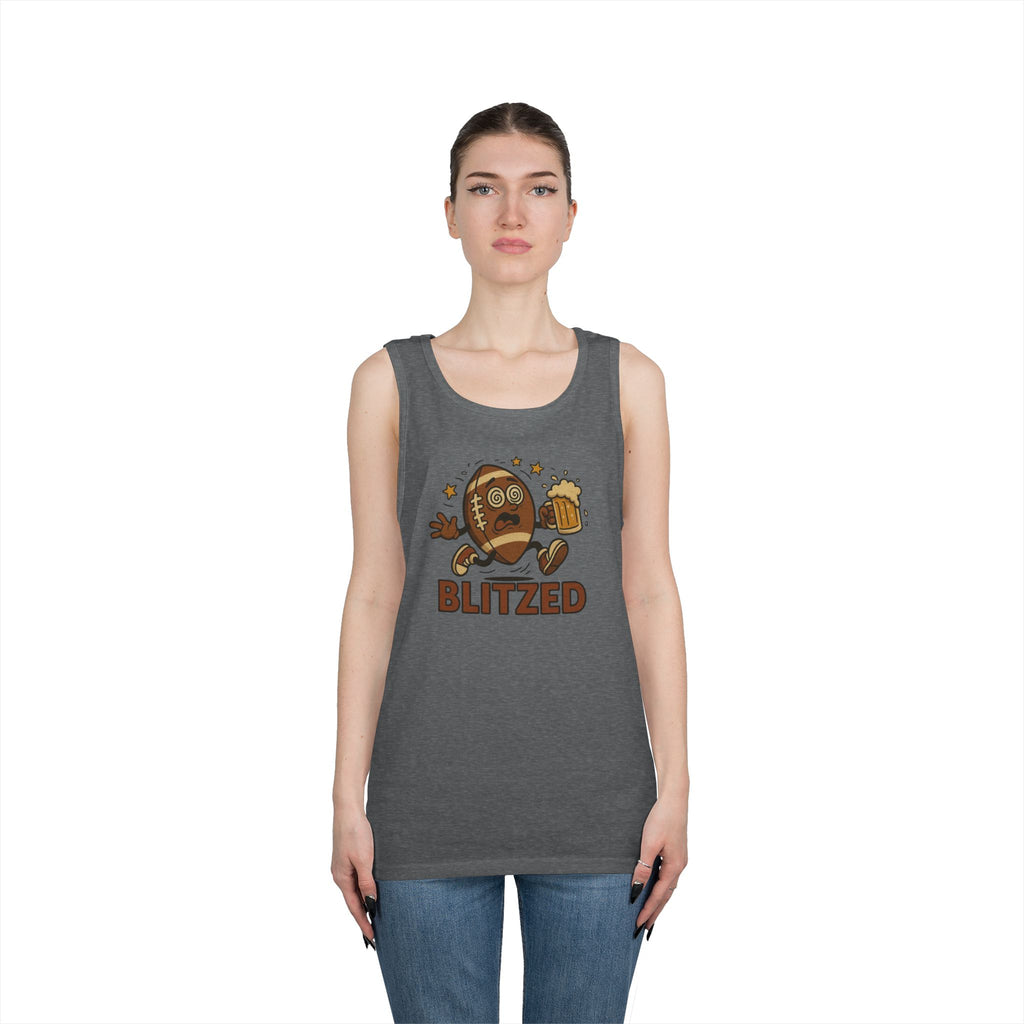 Blitzed Graphic Tank Top – Funny Football Beer T-Shirt