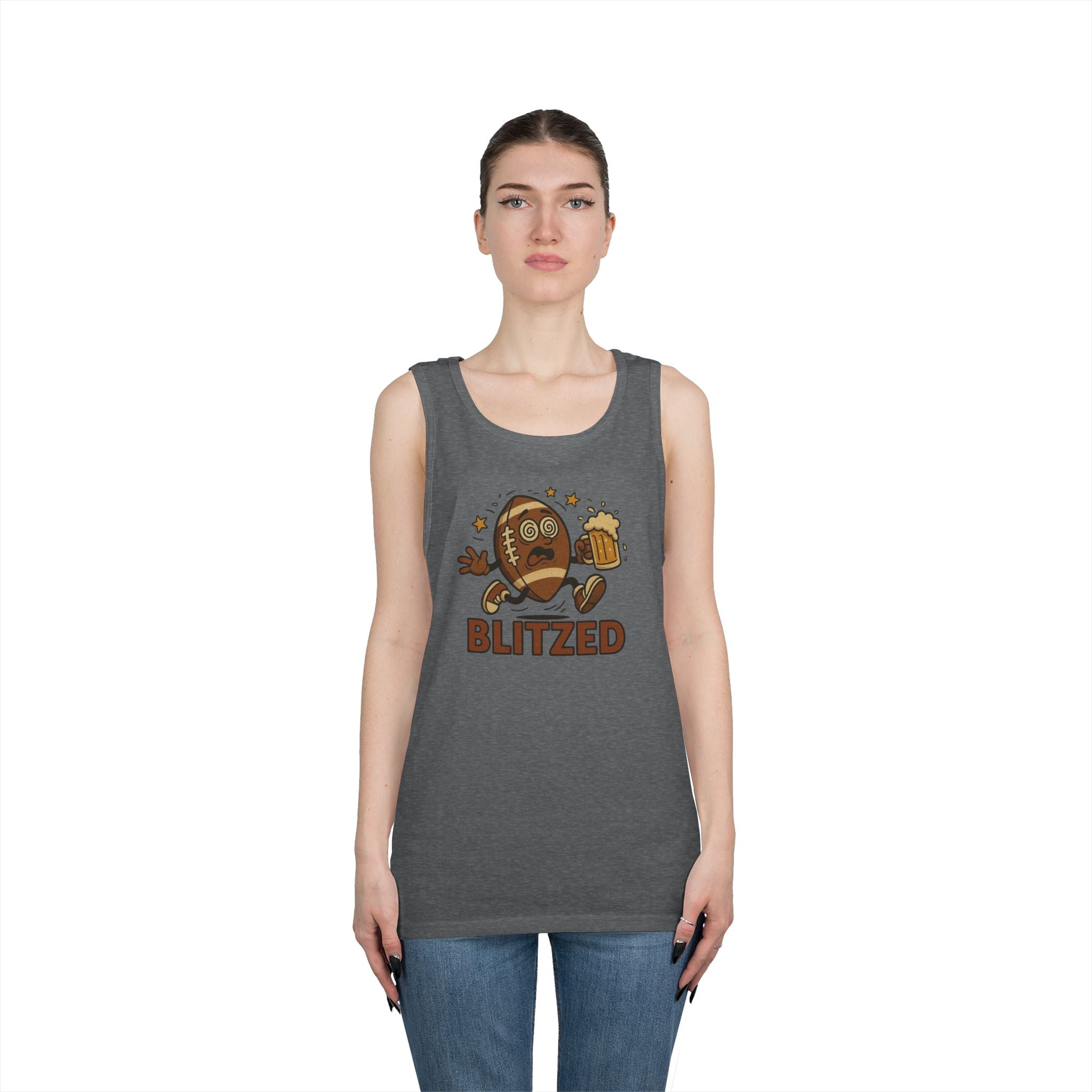 Blitzed Graphic Tank Top – Funny Football Beer T-Shirt