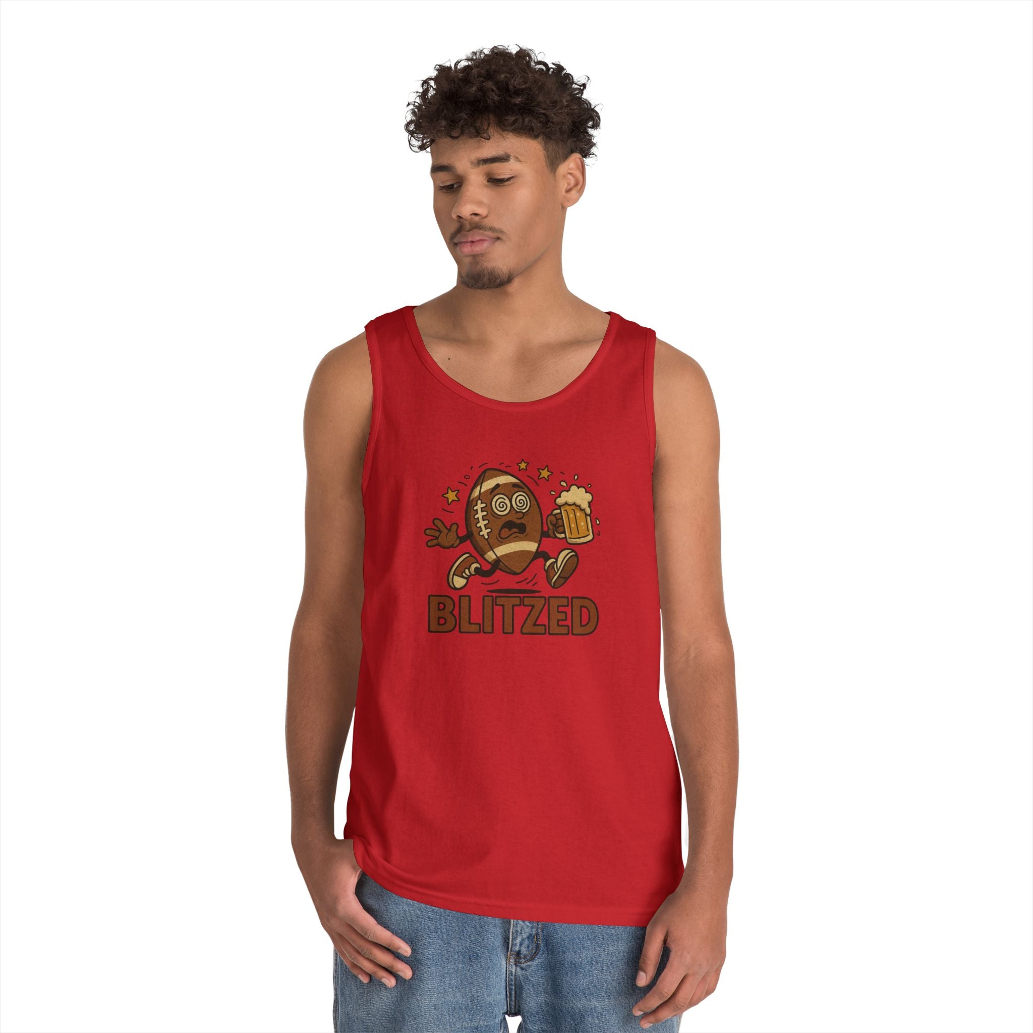 Blitzed Graphic Tank Top – Funny Football Beer T-Shirt