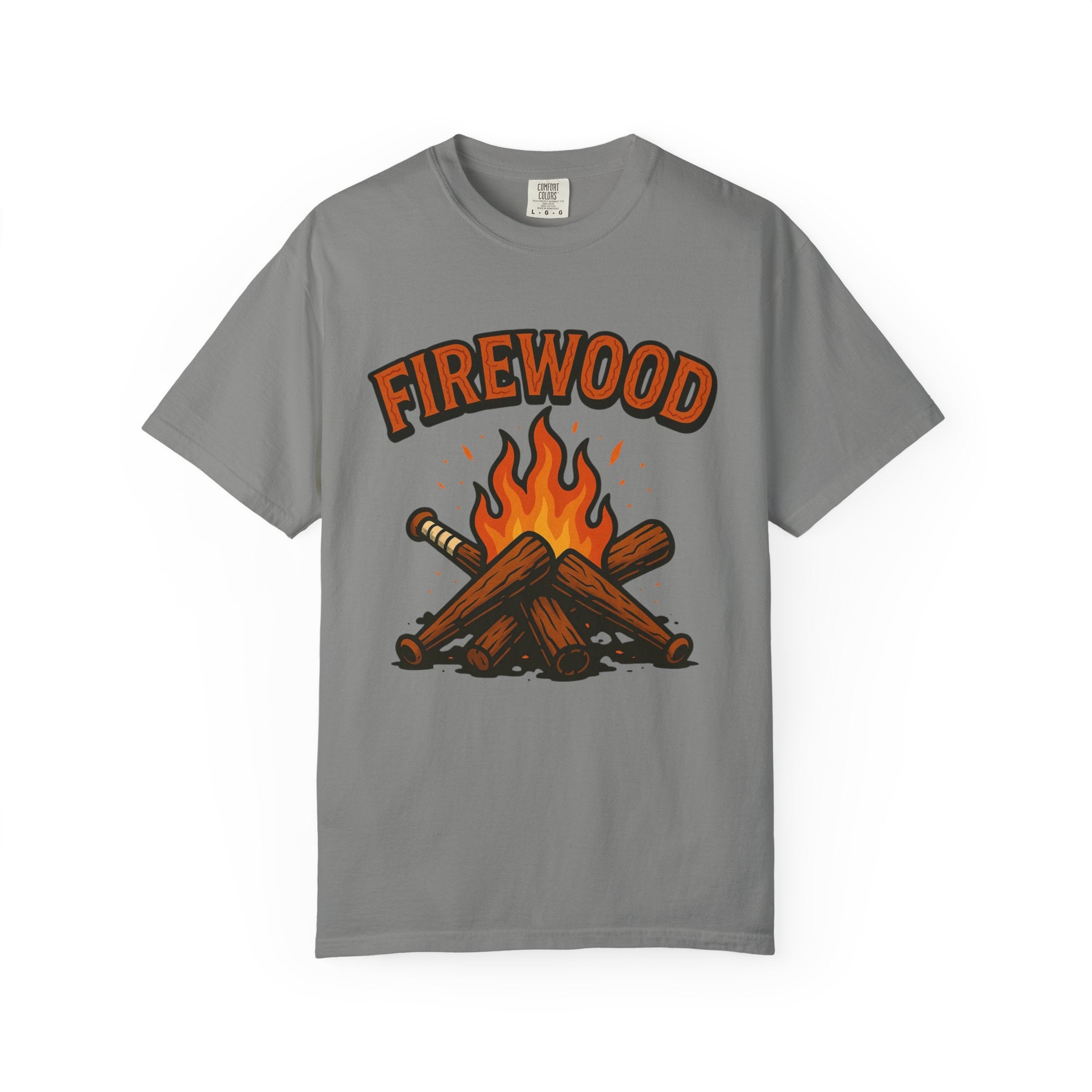 Firewood Baseball Tee – Retro Campfire Graphic Shirt
