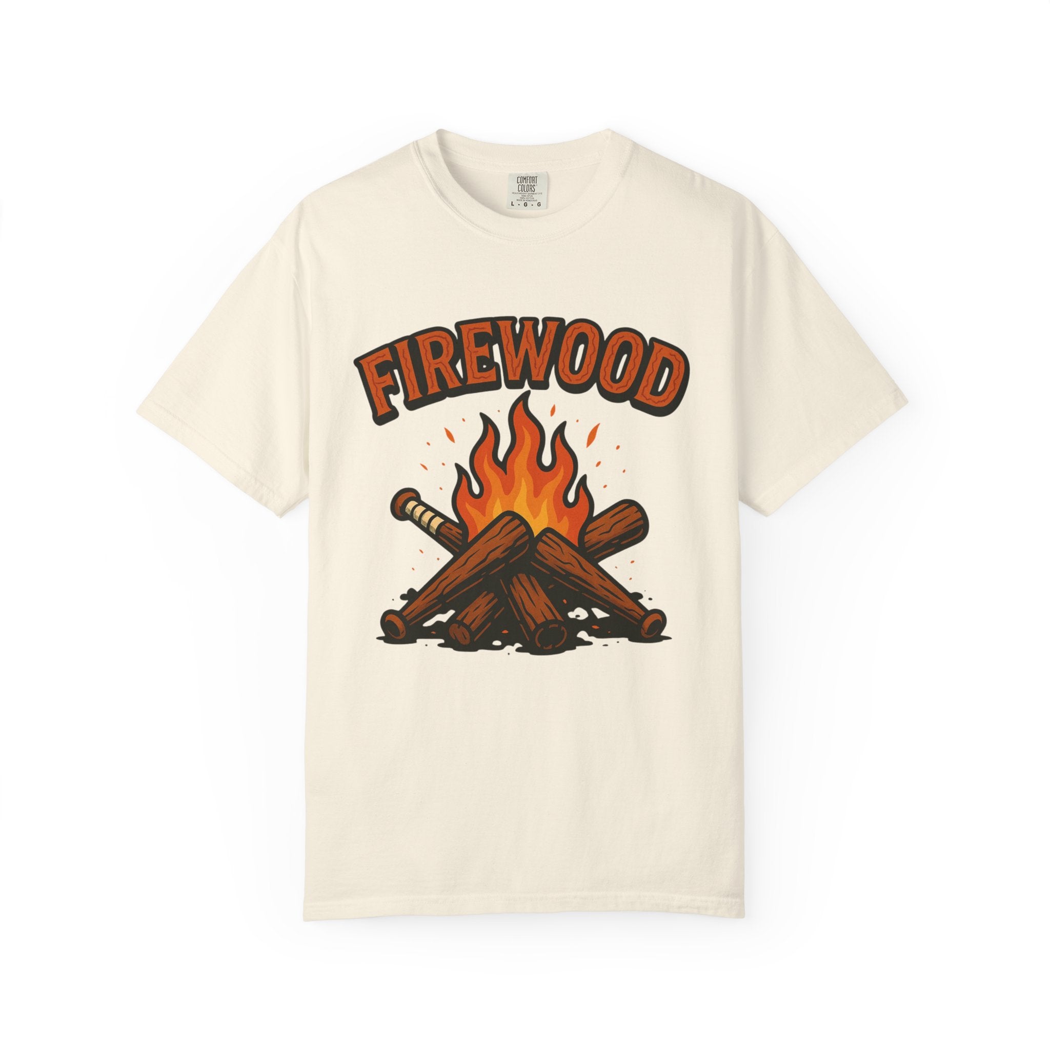 Firewood Baseball Tee – Retro Campfire Graphic Shirt