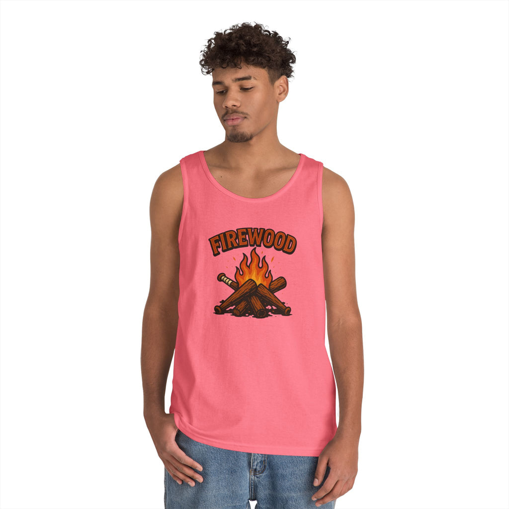 Firewood Baseball Tank Top – Retro Campfire Graphic Shirt