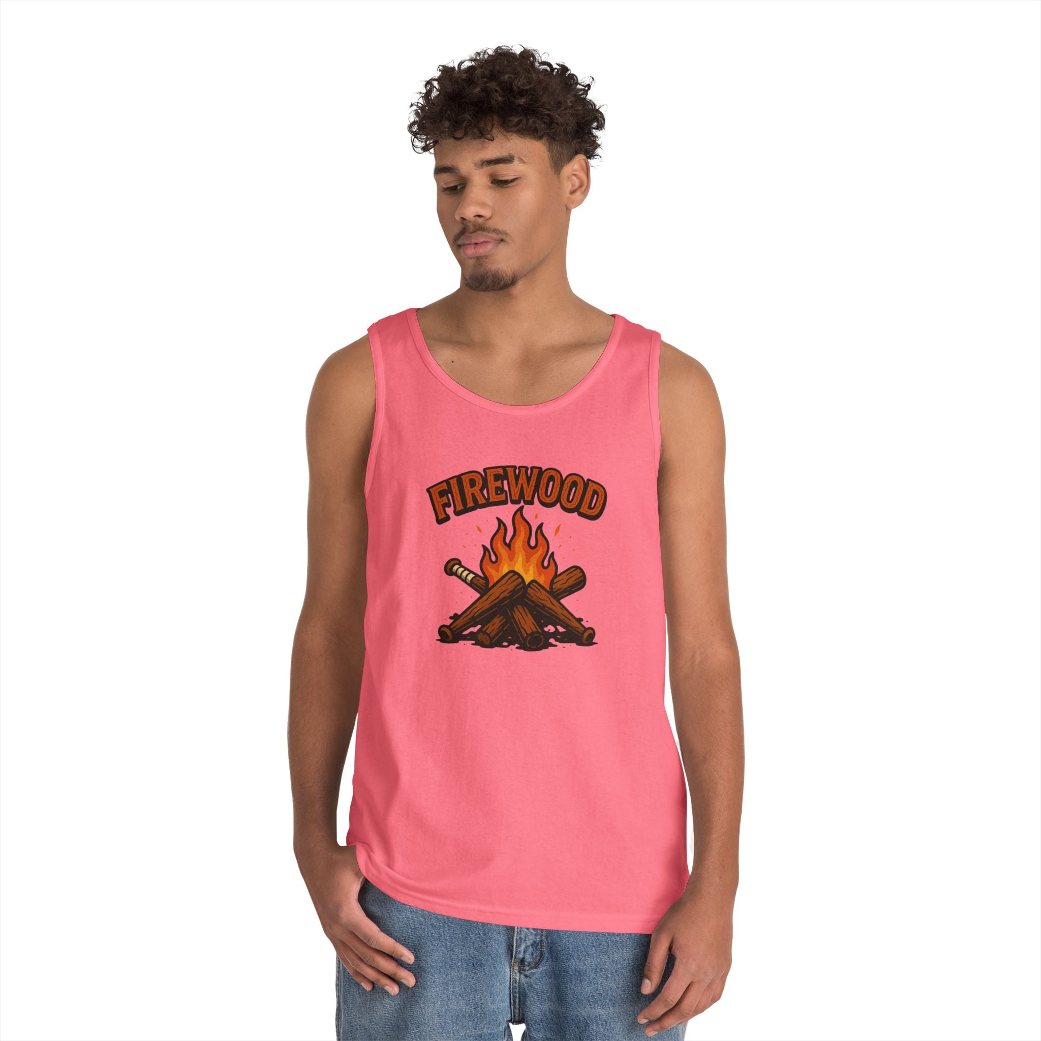 Firewood Baseball Tank Top – Retro Campfire Graphic Shirt