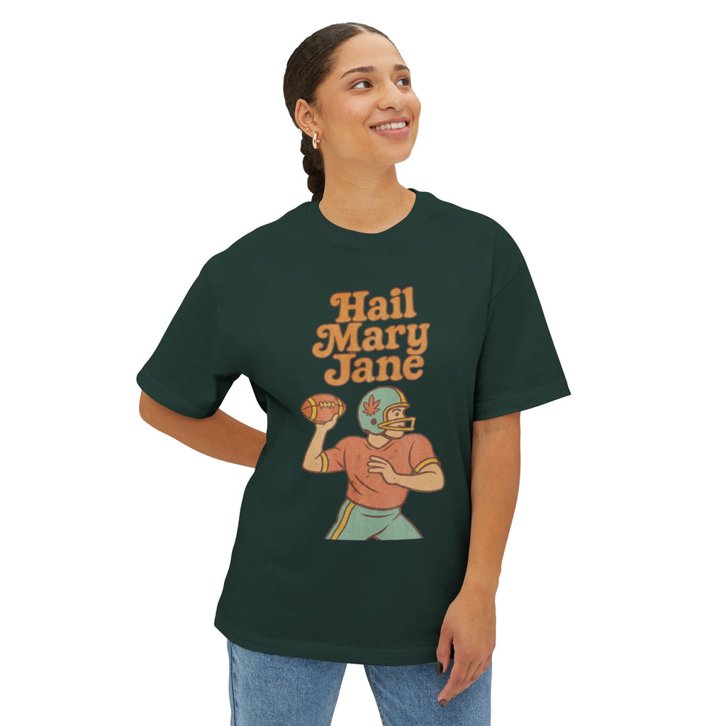 Hail Mary Jane, Unisex Oversized Boxy Tee, Distressed Style
