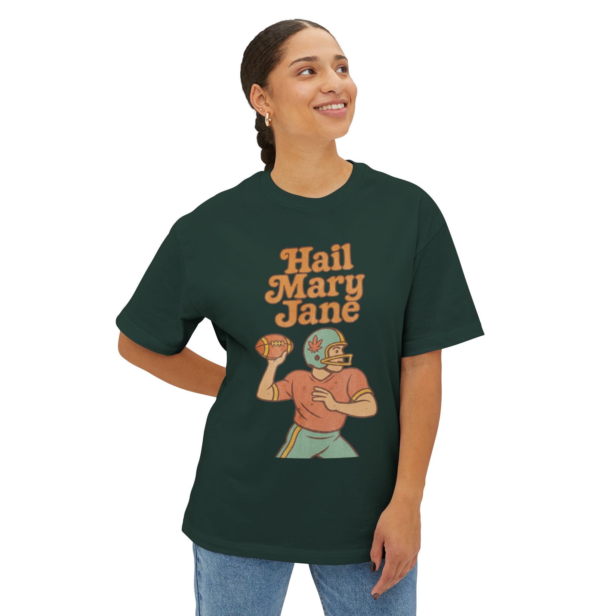 Hail Mary Jane, Unisex Oversized Boxy Tee, Distressed Style