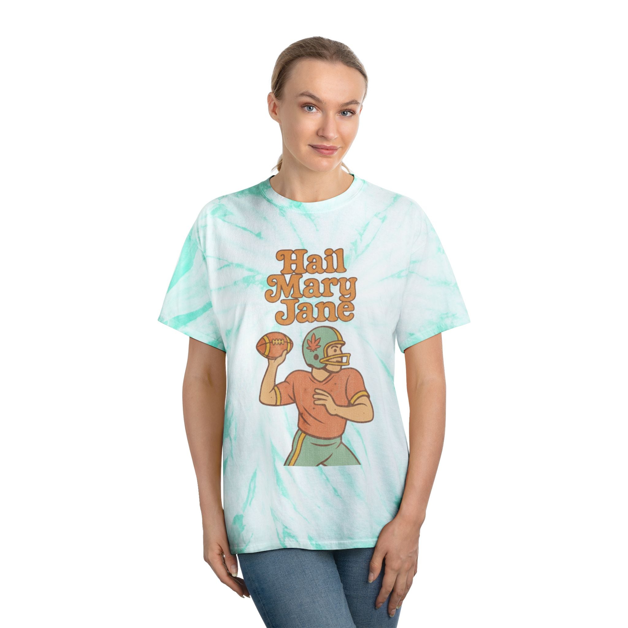 Hail Mary Jane Tie-Dye Tee, Vintage Sports Shirt, Boho Style T-Shirt, Retro Summer Top, Perfect Gift for Football Fans, Unisex Casual Wear
