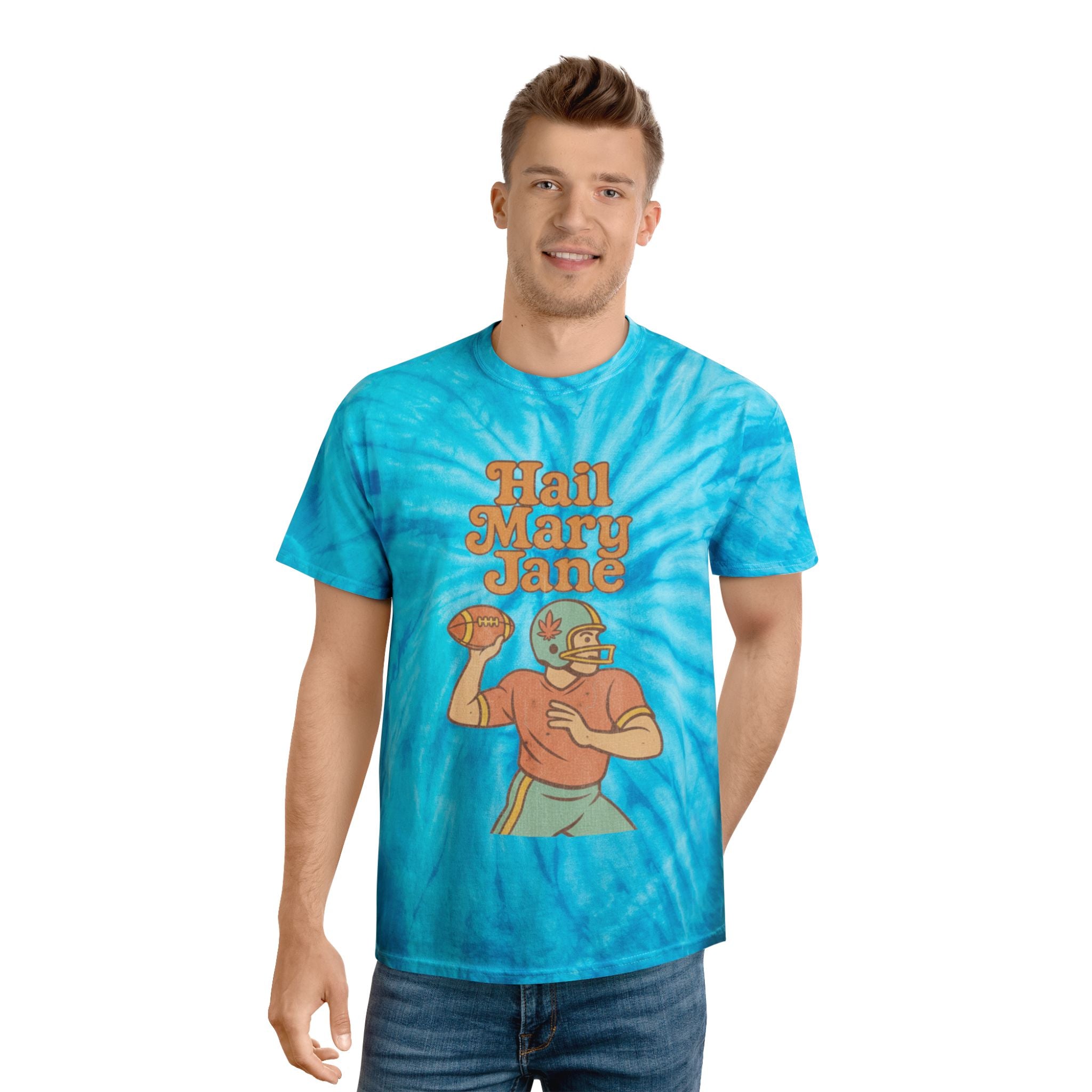 Hail Mary Jane Tie-Dye Tee, Vintage Sports Shirt, Boho Style T-Shirt, Retro Summer Top, Perfect Gift for Football Fans, Unisex Casual Wear