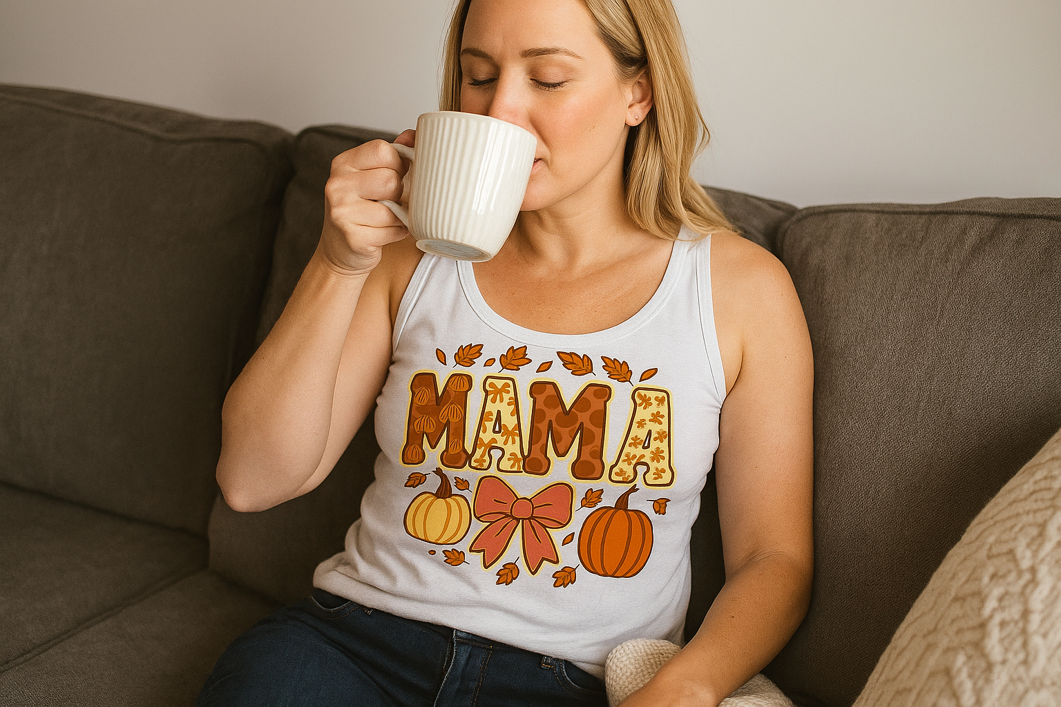 Mama Fall Tank Top Shirt | Bow & Pumpkin Patch T-shirt, Orange & Black Tank Top, Thanksgiving Outfit, Fall Seasonal Photo Outfit