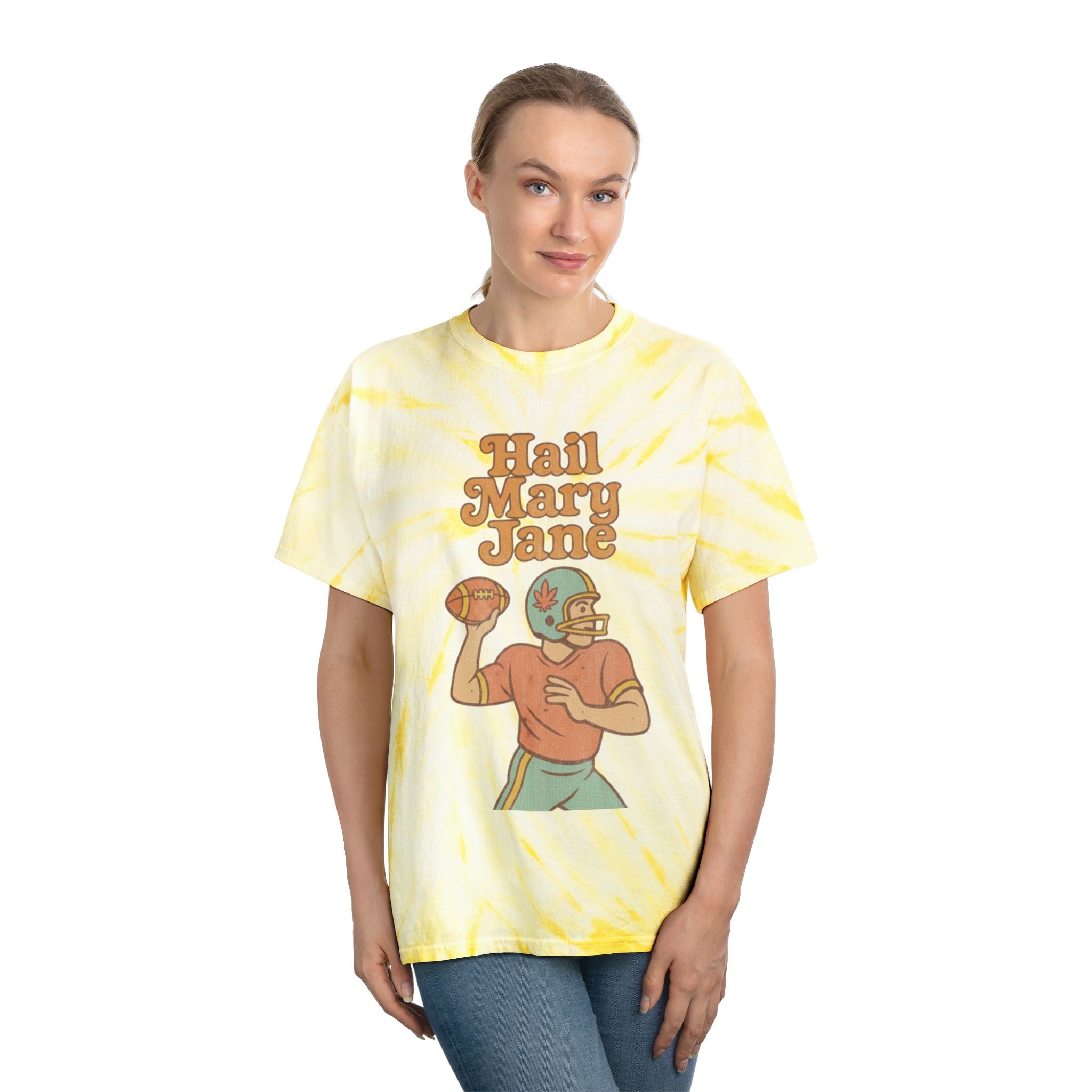 Hail Mary Jane Tie-Dye Tee, Vintage Sports Shirt, Boho Style T-Shirt, Retro Summer Top, Perfect Gift for Football Fans, Unisex Casual Wear
