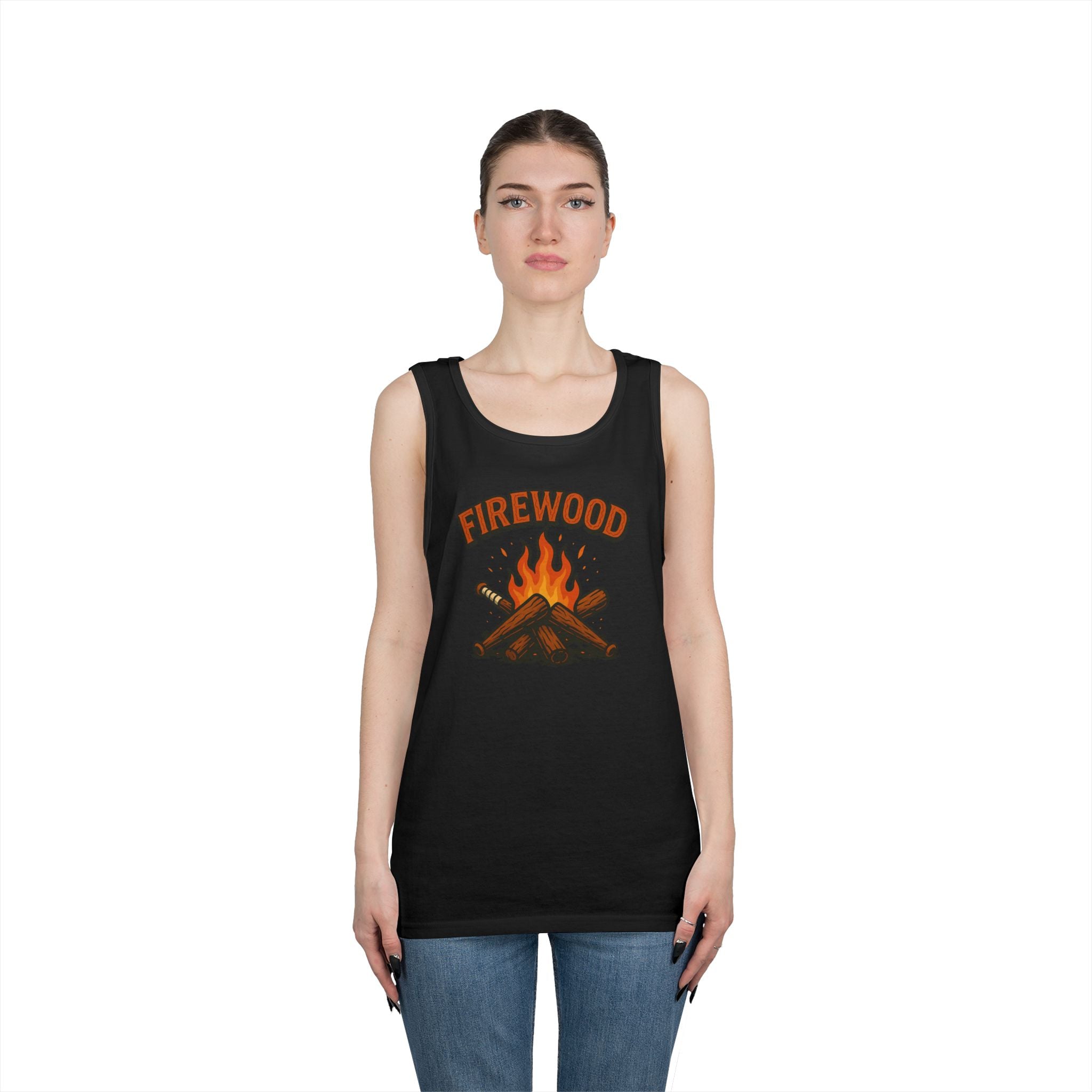 Firewood Baseball Tank Top – Retro Campfire Graphic Shirt