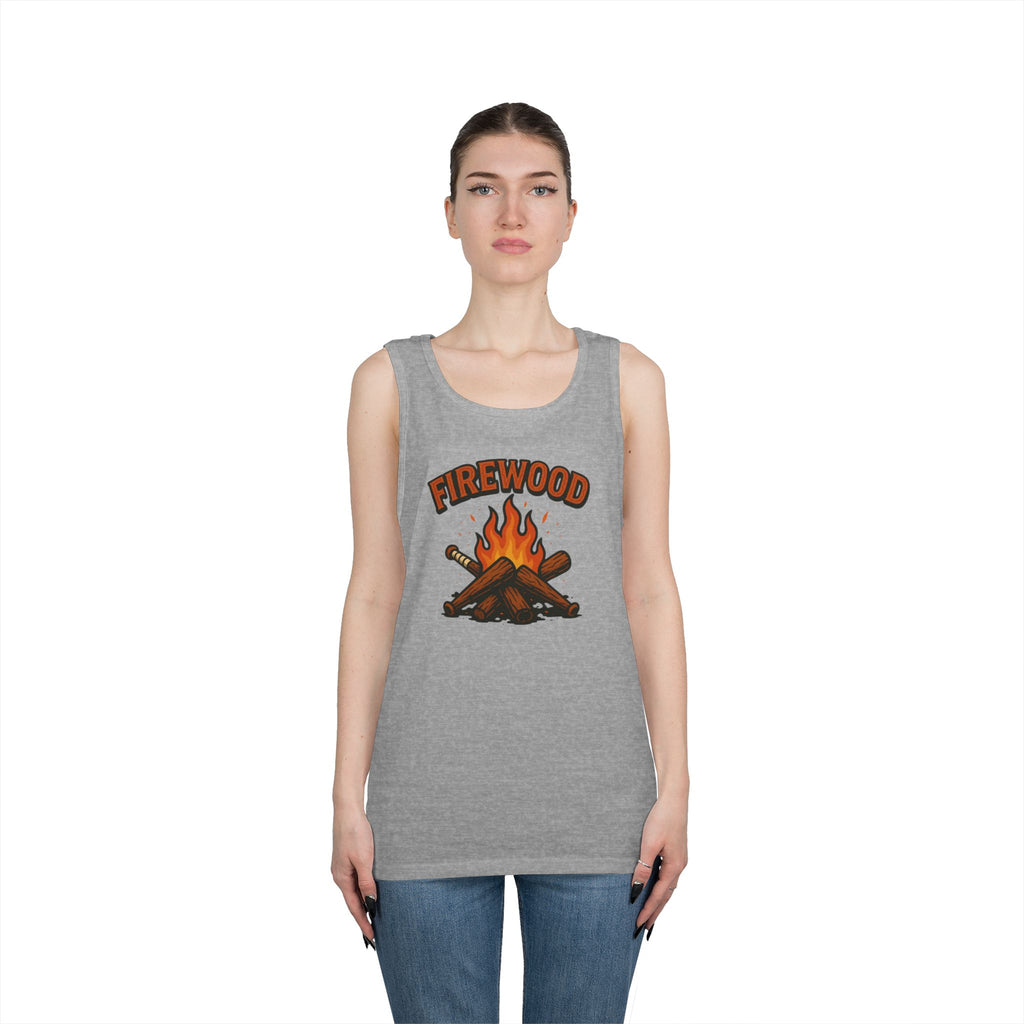 Firewood Baseball Tank Top – Retro Campfire Graphic Shirt