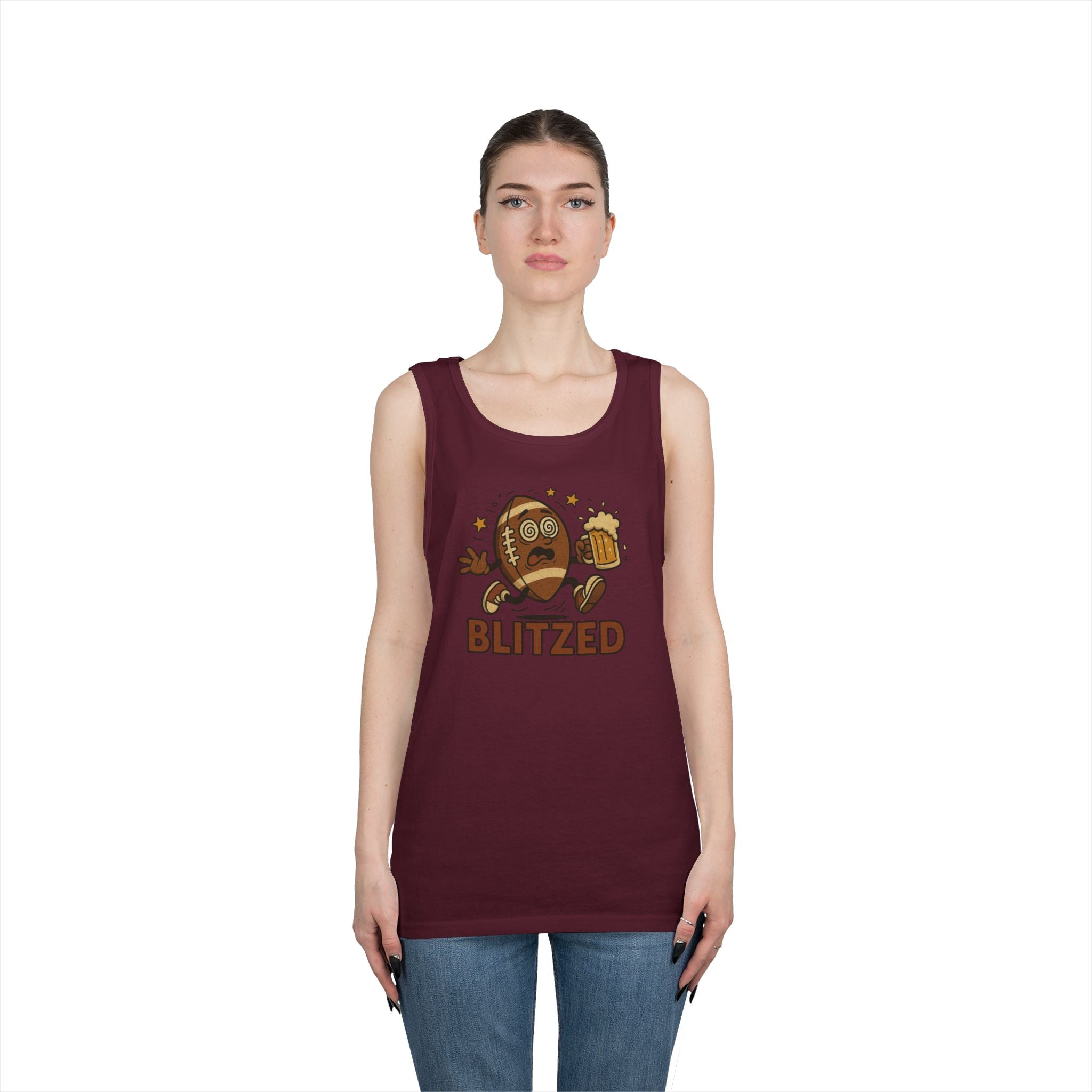 Blitzed Graphic Tank Top – Funny Football Beer T-Shirt