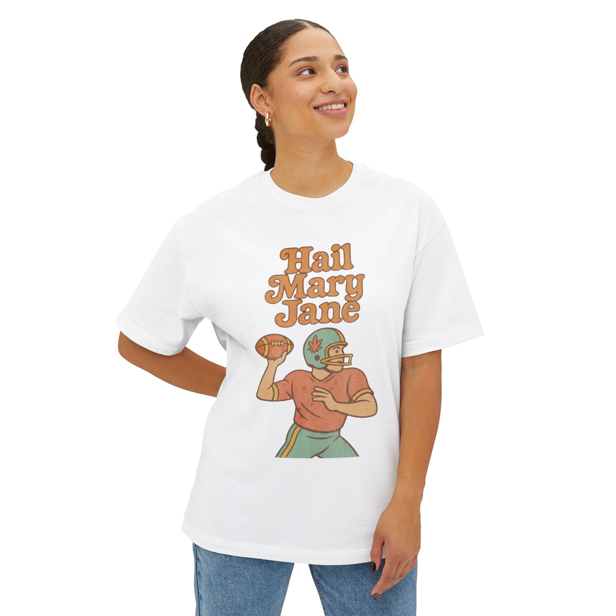 Hail Mary Jane, Unisex Oversized Boxy Tee, Distressed Style
