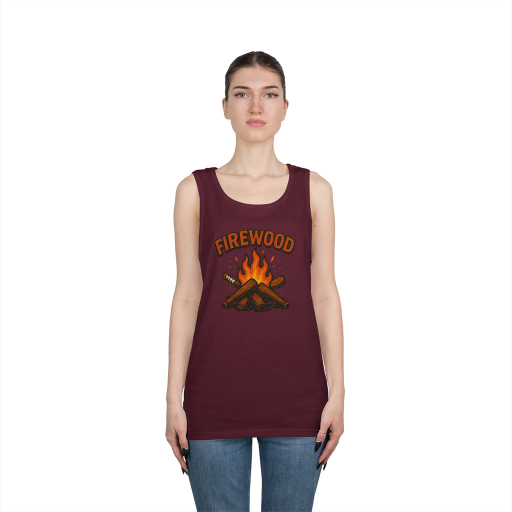 Firewood Baseball Tank Top – Retro Campfire Graphic Shirt