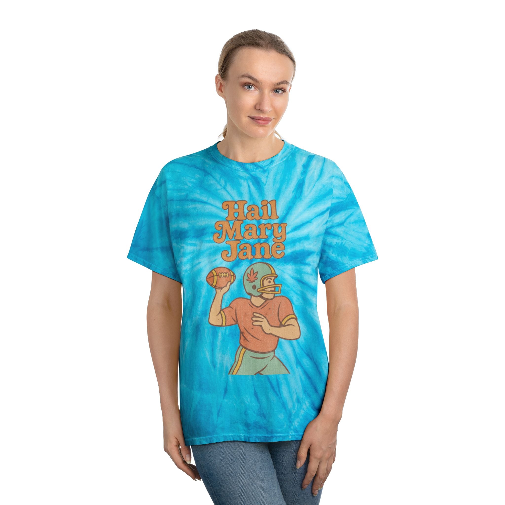 Hail Mary Jane Tie-Dye Tee, Vintage Sports Shirt, Boho Style T-Shirt, Retro Summer Top, Perfect Gift for Football Fans, Unisex Casual Wear