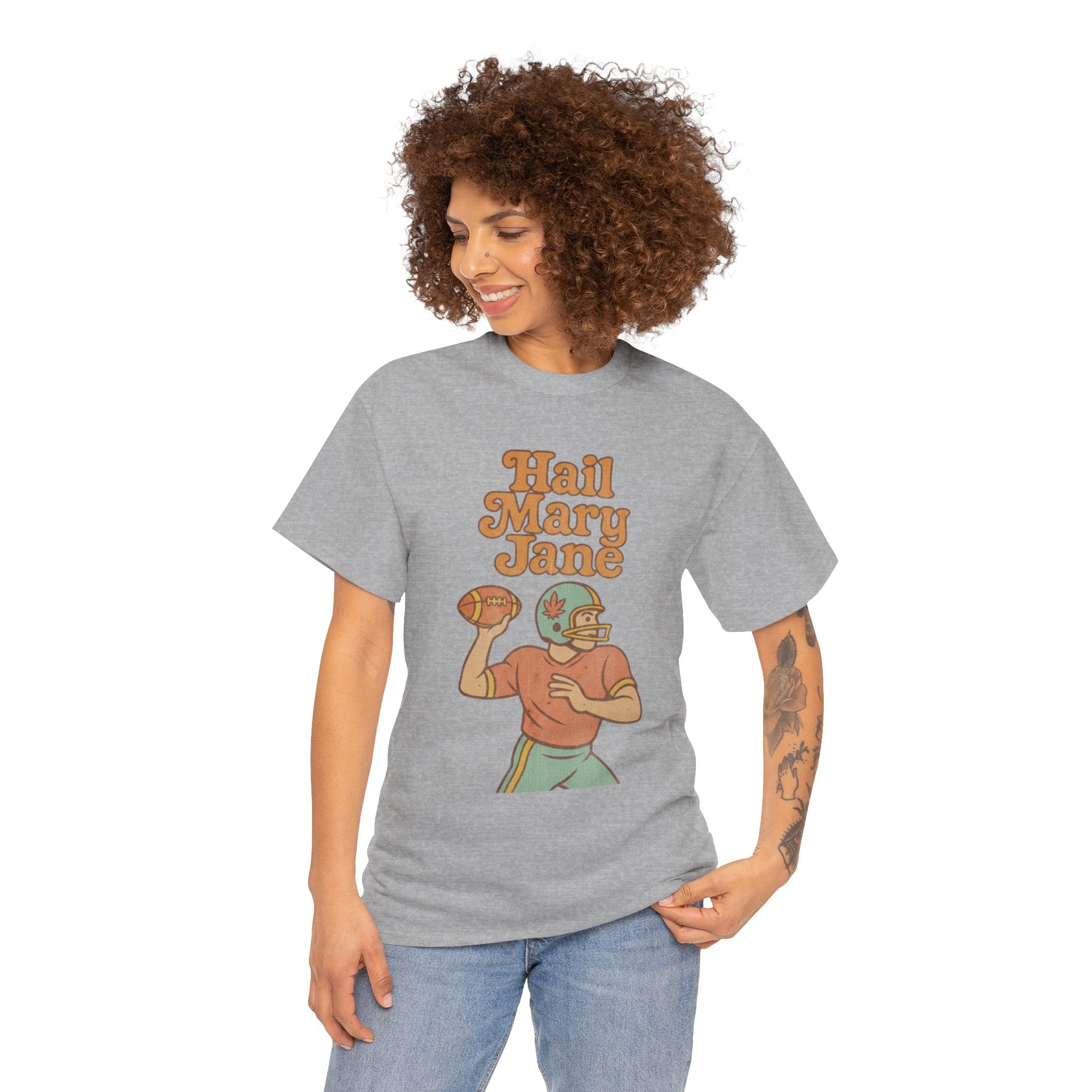 Hail Mary Jane T-Shirt – Retro Funny Football 420 Graphic Tee for Men & Women