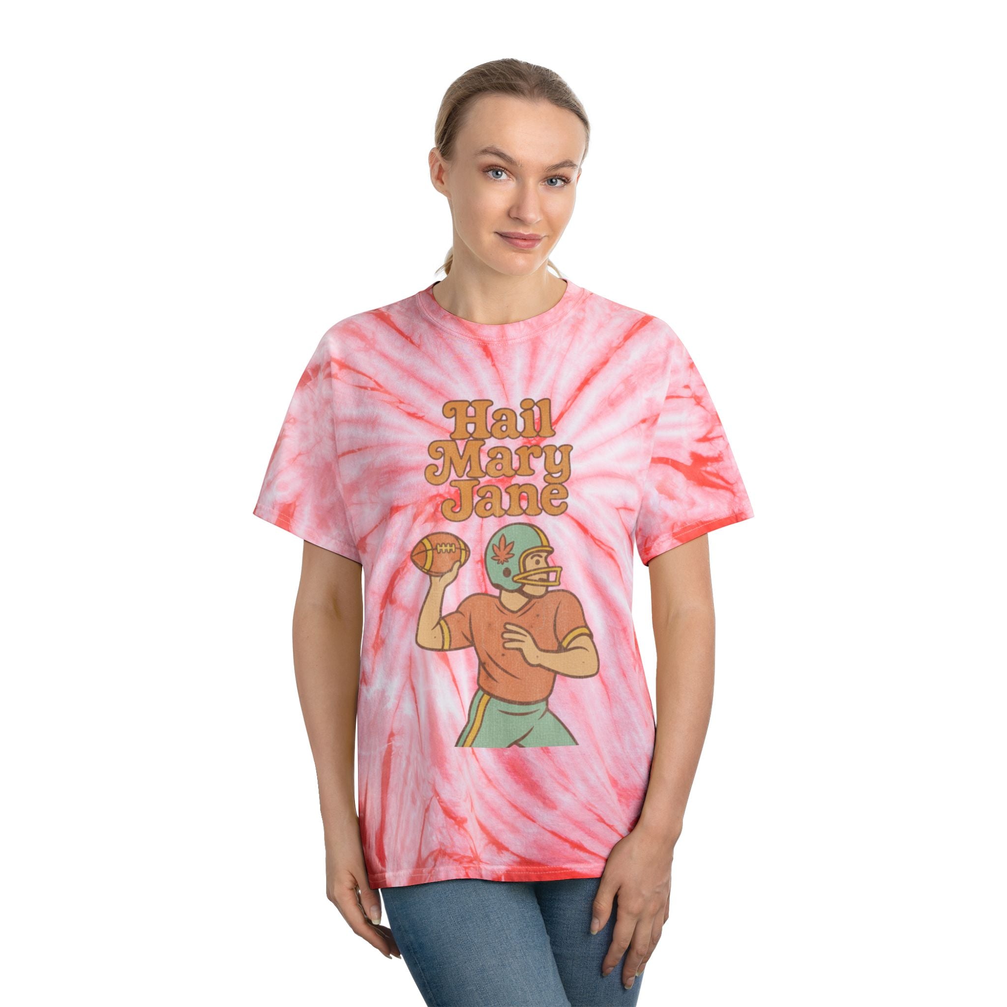 Hail Mary Jane Tie-Dye Tee, Vintage Sports Shirt, Boho Style T-Shirt, Retro Summer Top, Perfect Gift for Football Fans, Unisex Casual Wear