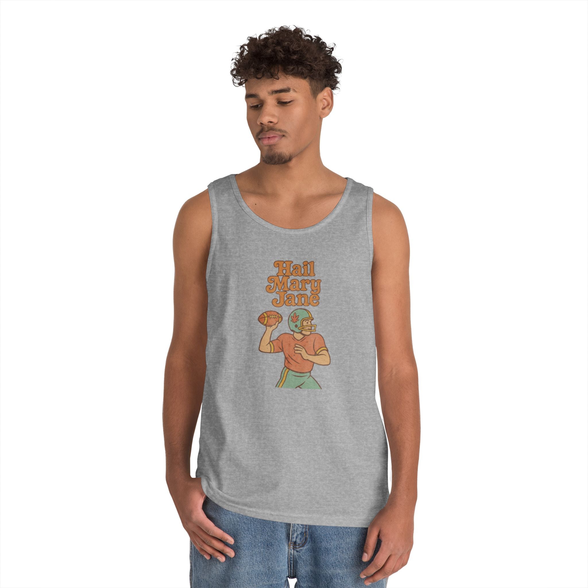 Hail Mary Jane Tank Top – Retro Funny Football 420 Graphic Tee for Men & Women