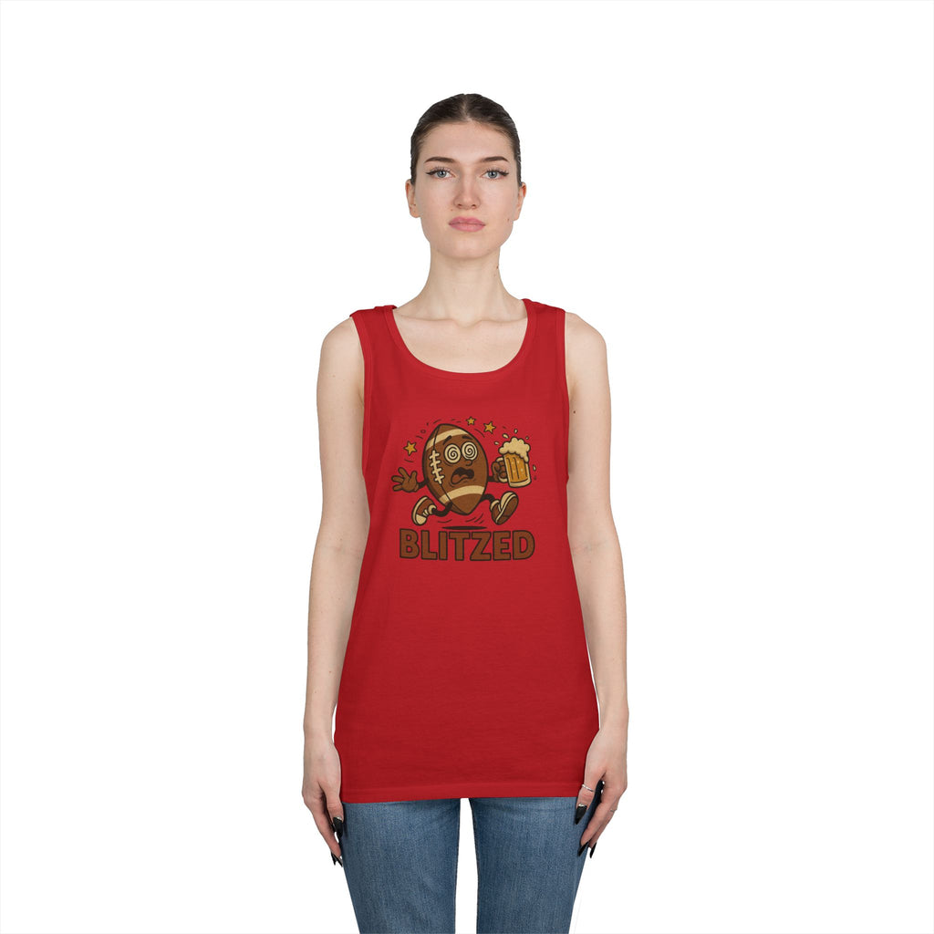 Blitzed Graphic Tank Top – Funny Football Beer T-Shirt