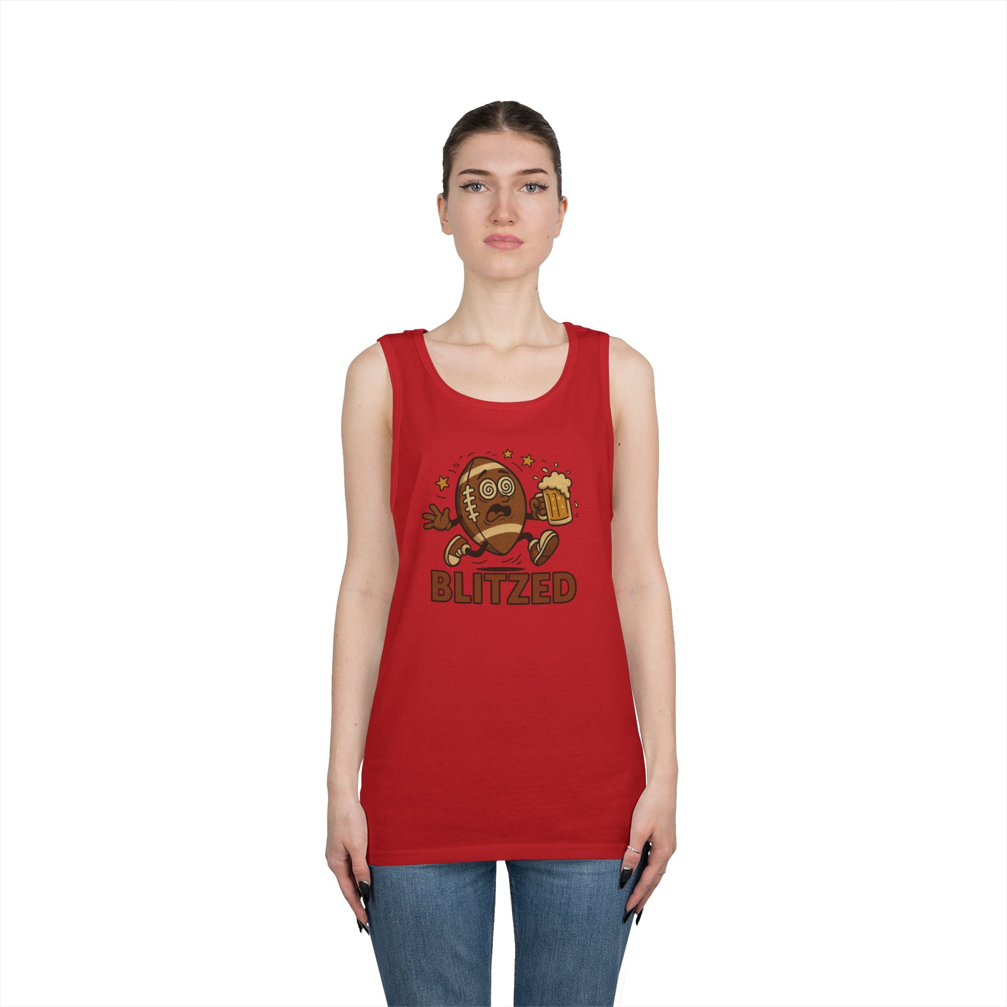 Blitzed Graphic Tank Top – Funny Football Beer T-Shirt