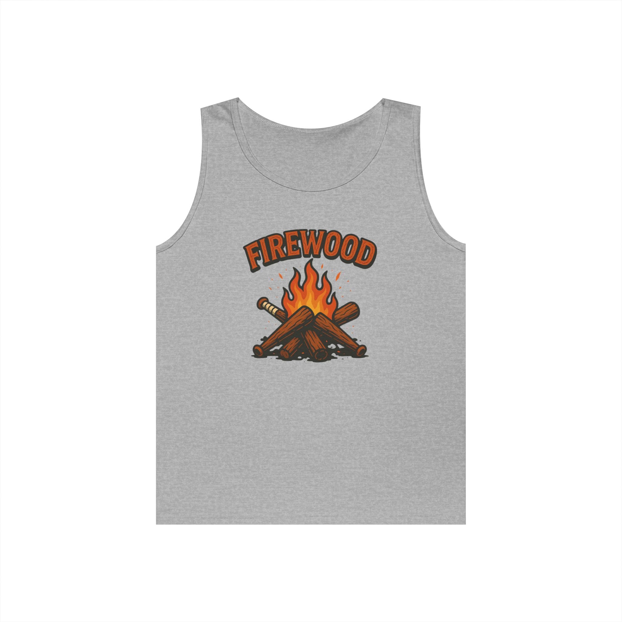 Firewood Baseball Tank Top – Retro Campfire Graphic Shirt