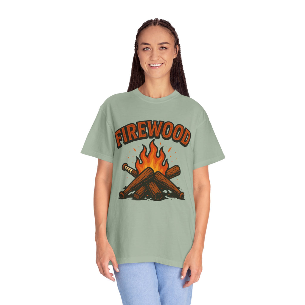 Firewood Baseball Tee – Retro Campfire Graphic Shirt