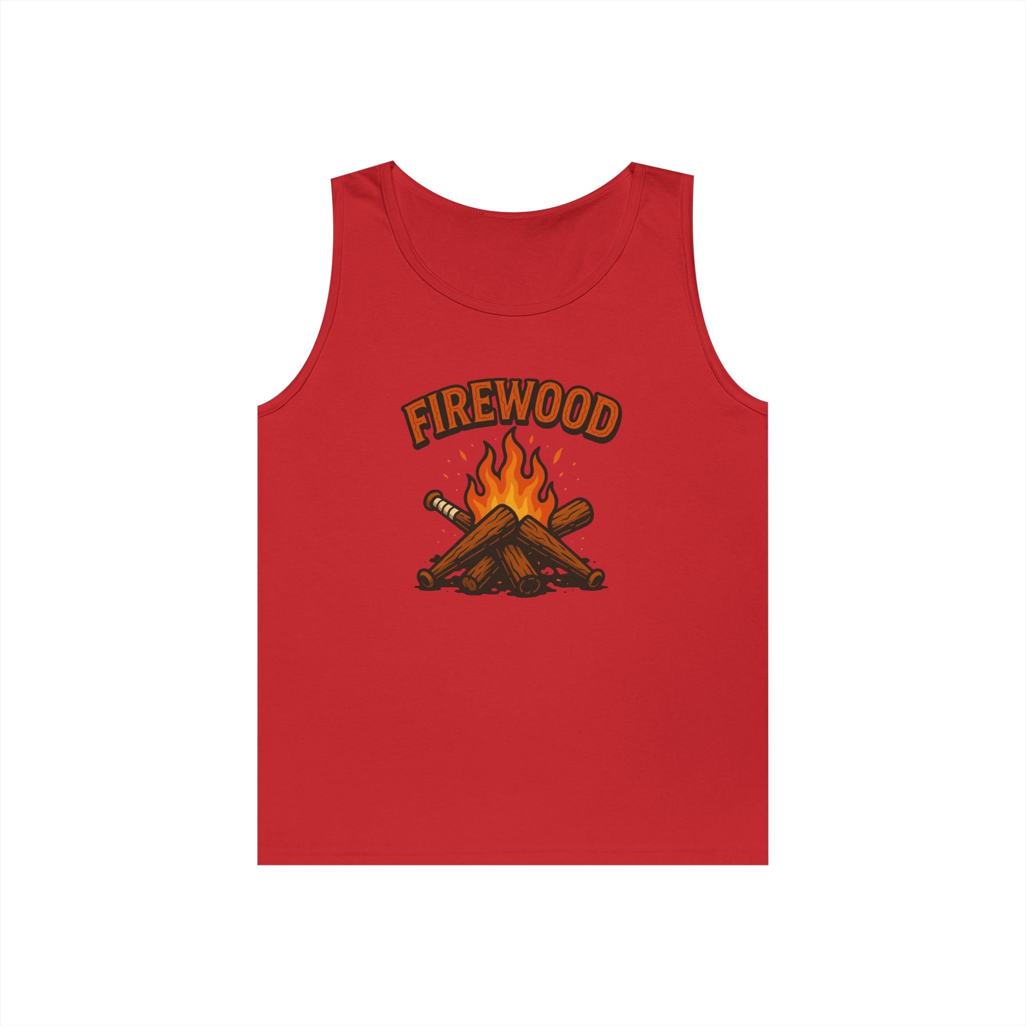 Firewood Baseball Tank Top – Retro Campfire Graphic Shirt