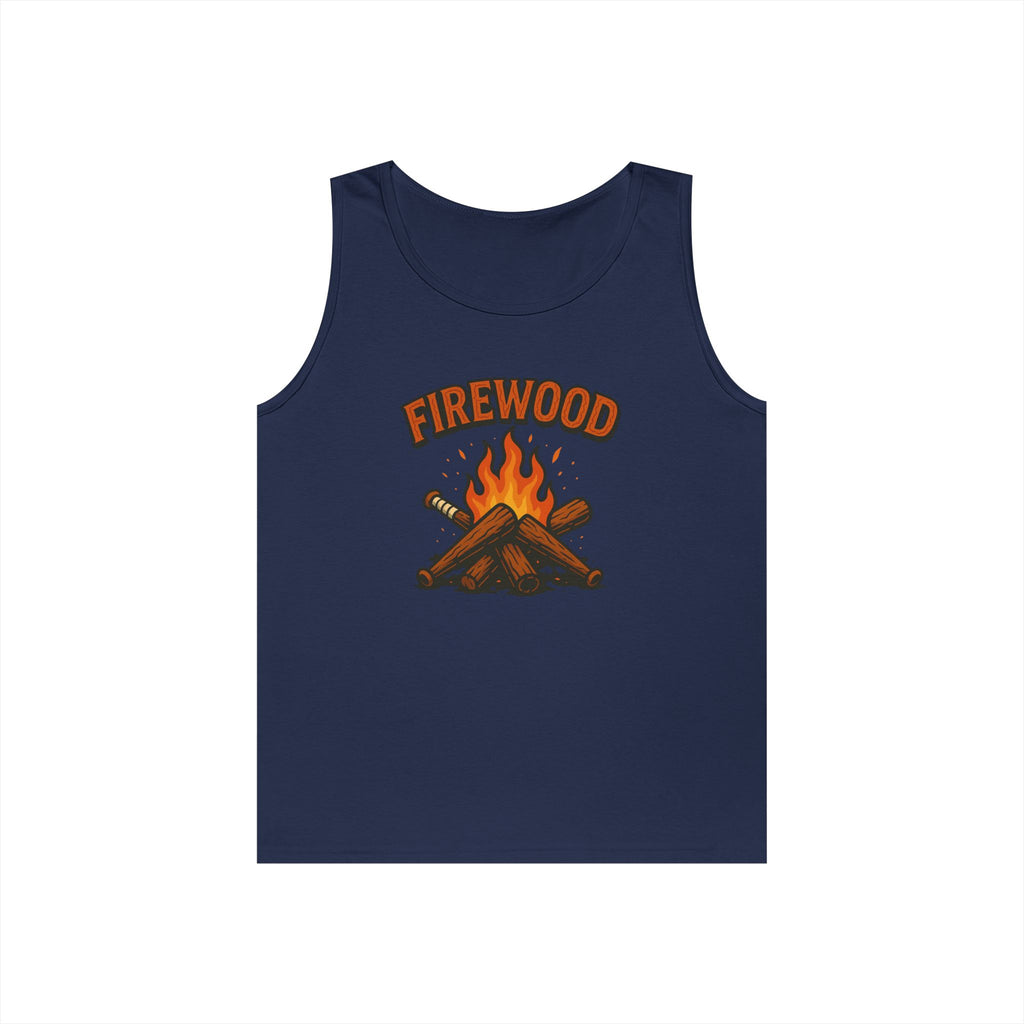 Firewood Baseball Tank Top – Retro Campfire Graphic Shirt