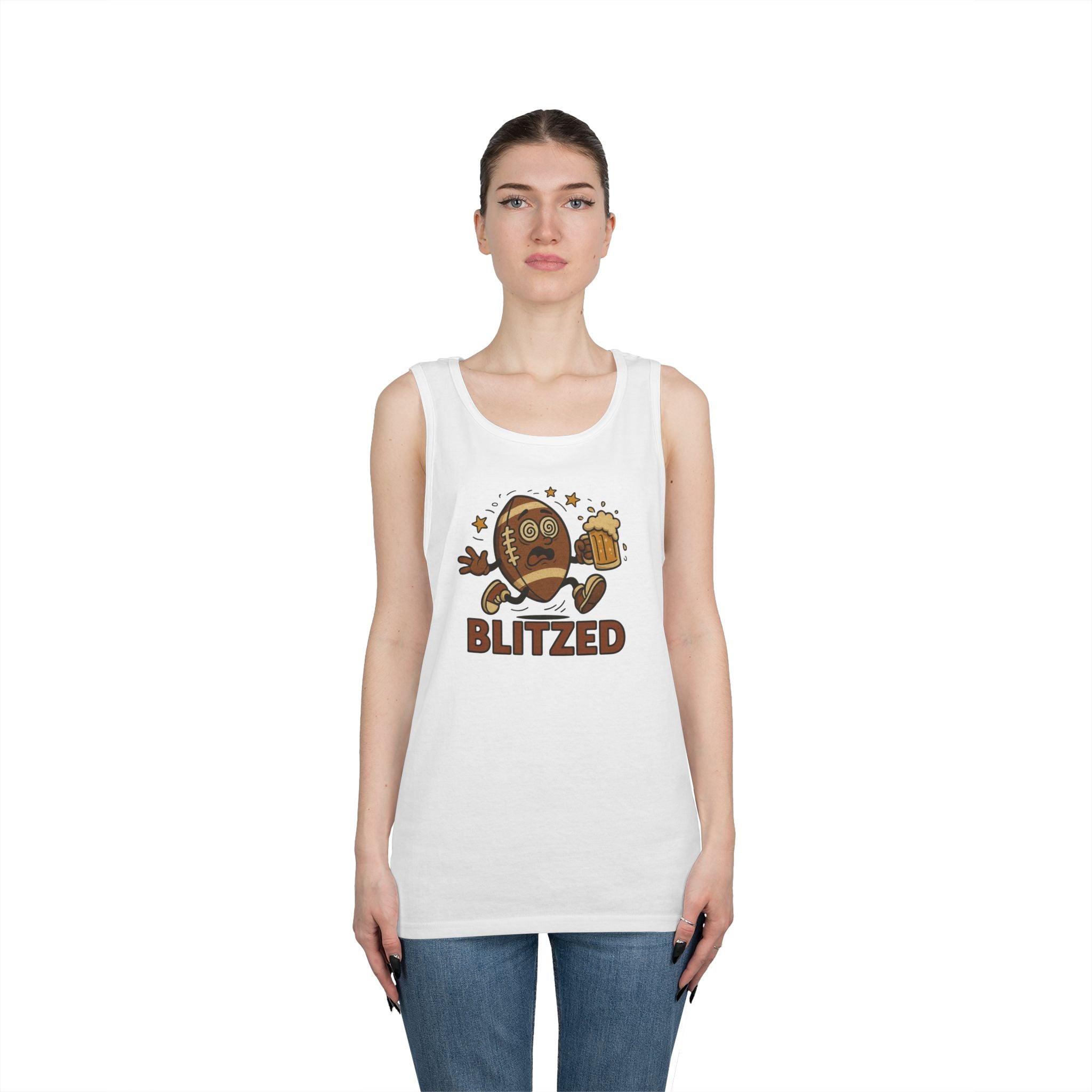 Blitzed Graphic Tank Top – Funny Football Beer T-Shirt
