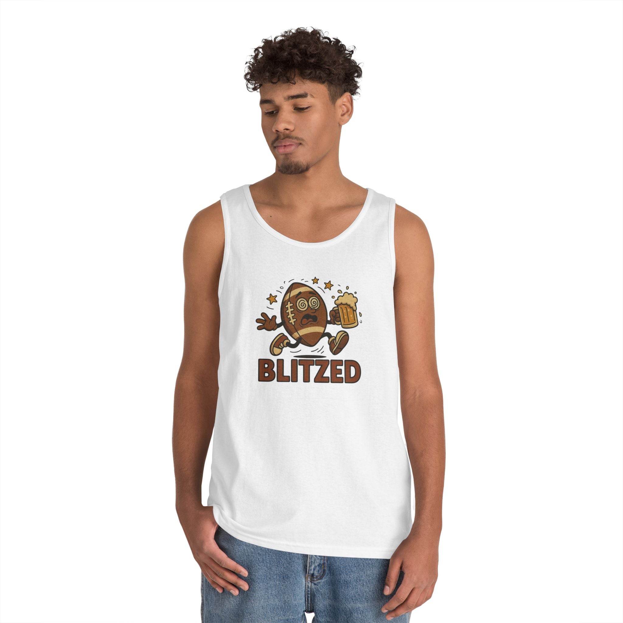 Blitzed Graphic Tank Top – Funny Football Beer T-Shirt
