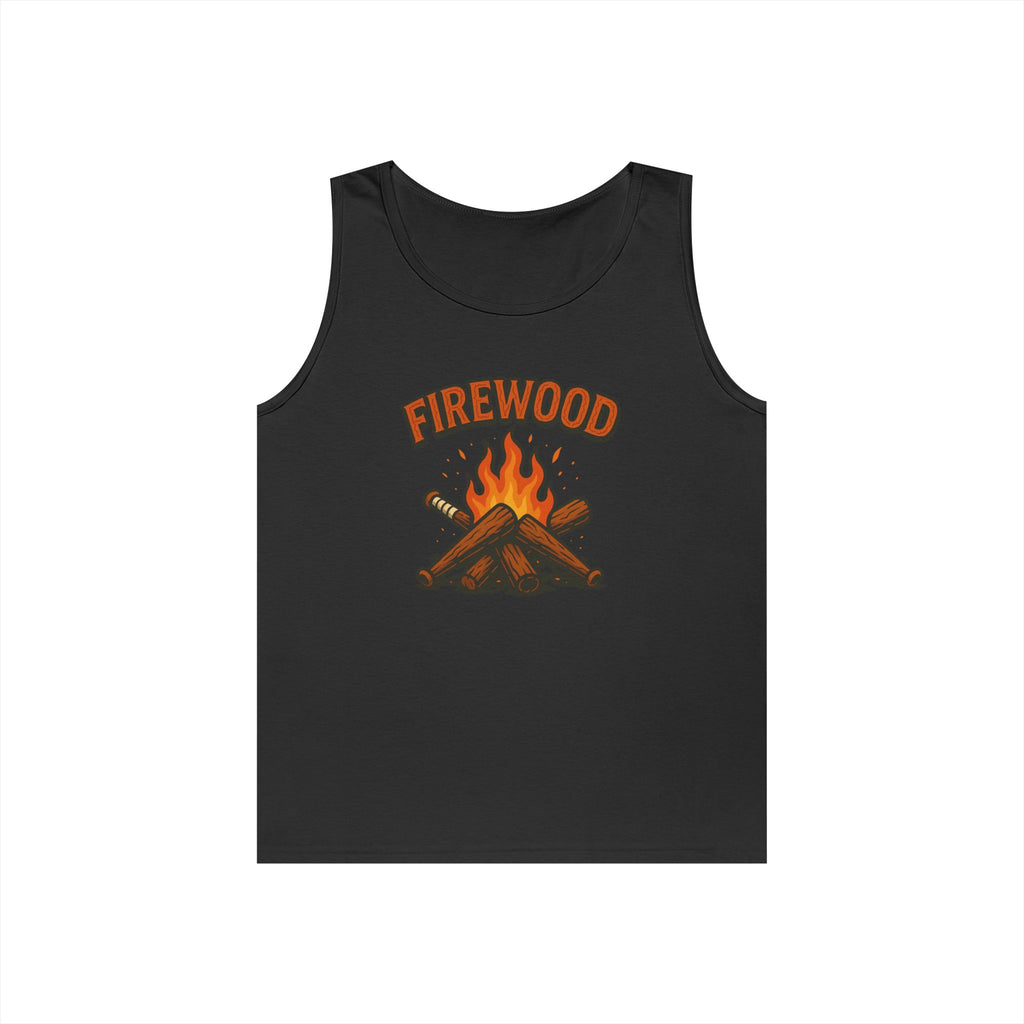 Firewood Baseball Tank Top – Retro Campfire Graphic Shirt