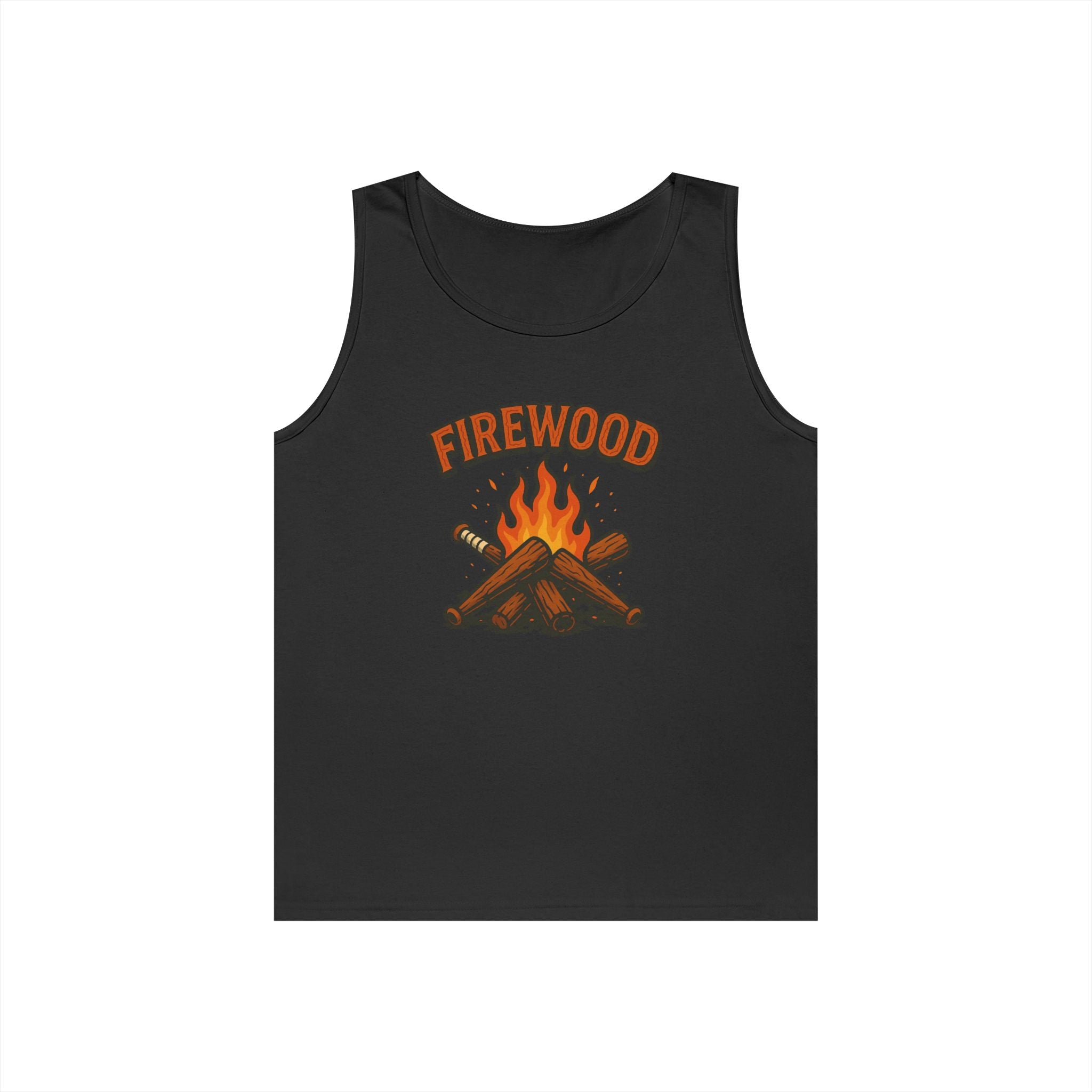 Firewood Baseball Tank Top – Retro Campfire Graphic Shirt