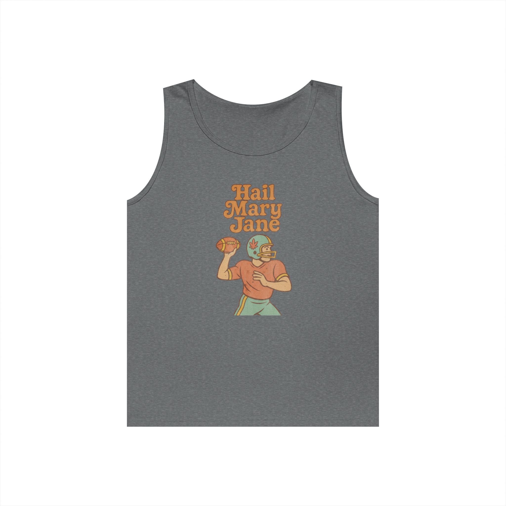 Hail Mary Jane Tank Top – Retro Funny Football 420 Graphic Tee for Men & Women