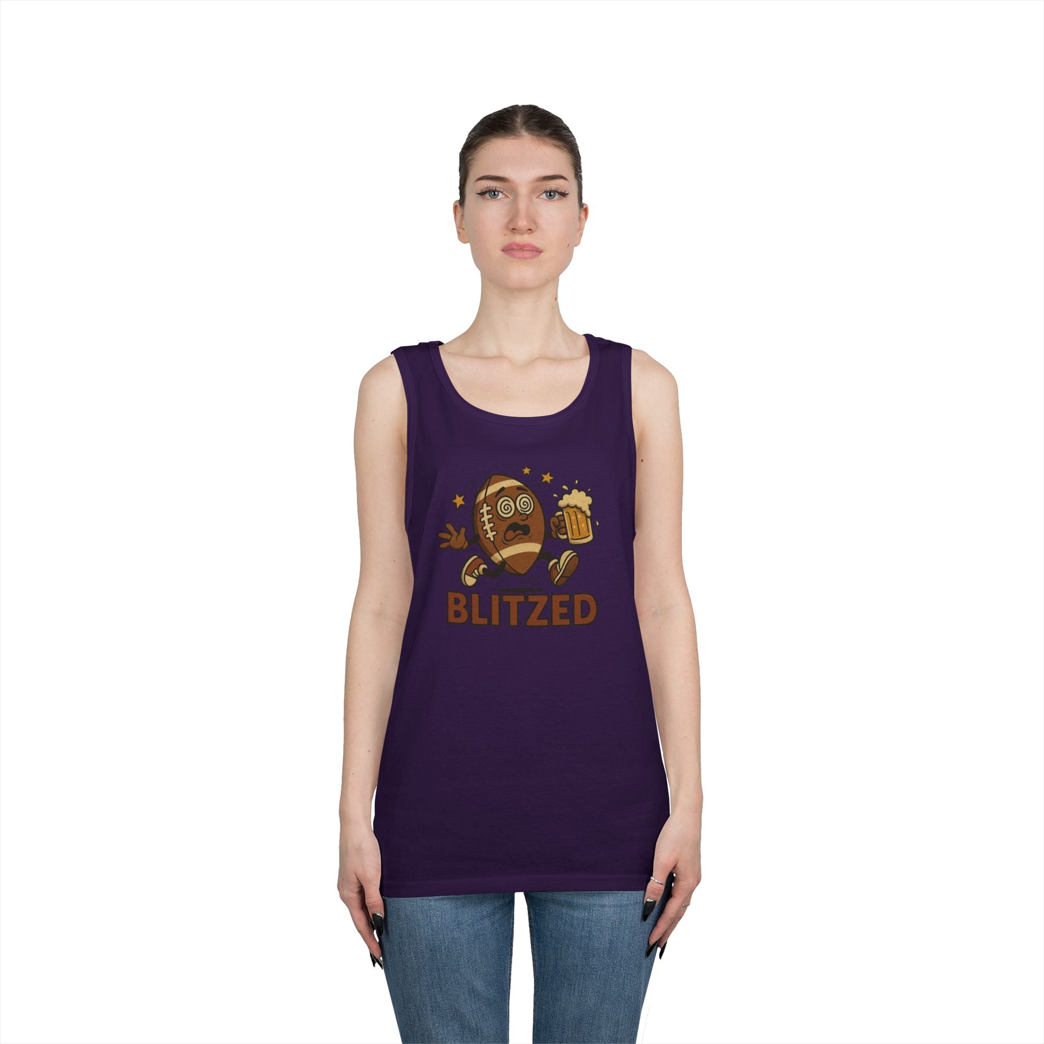 Blitzed Graphic Tank Top – Funny Football Beer T-Shirt