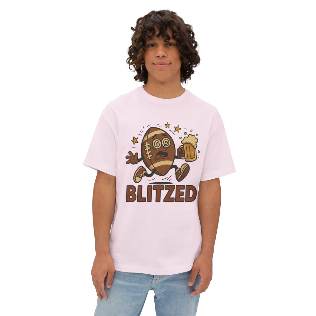 Blitzed Graphic Oversized Boxy Tee – Funny Football Beer T-Shirt