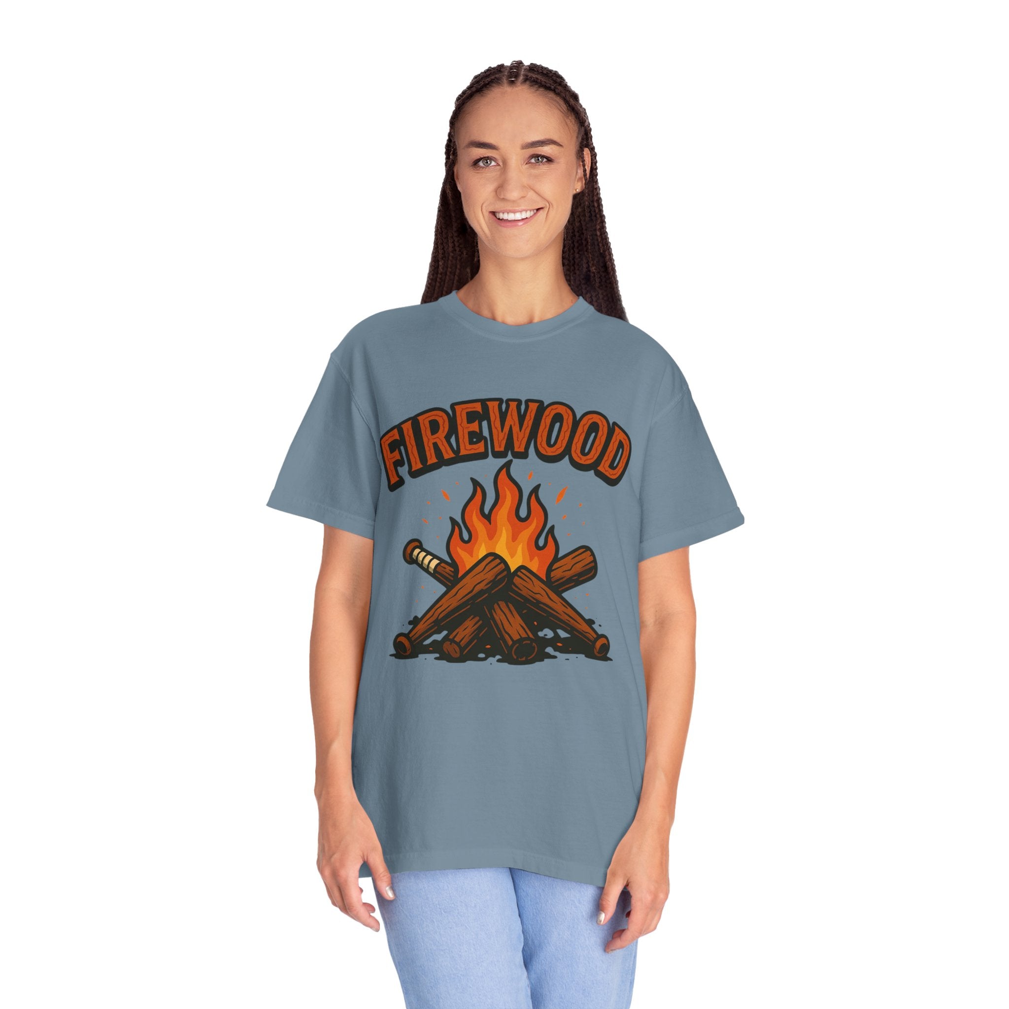 Firewood Baseball Tee – Retro Campfire Graphic Shirt
