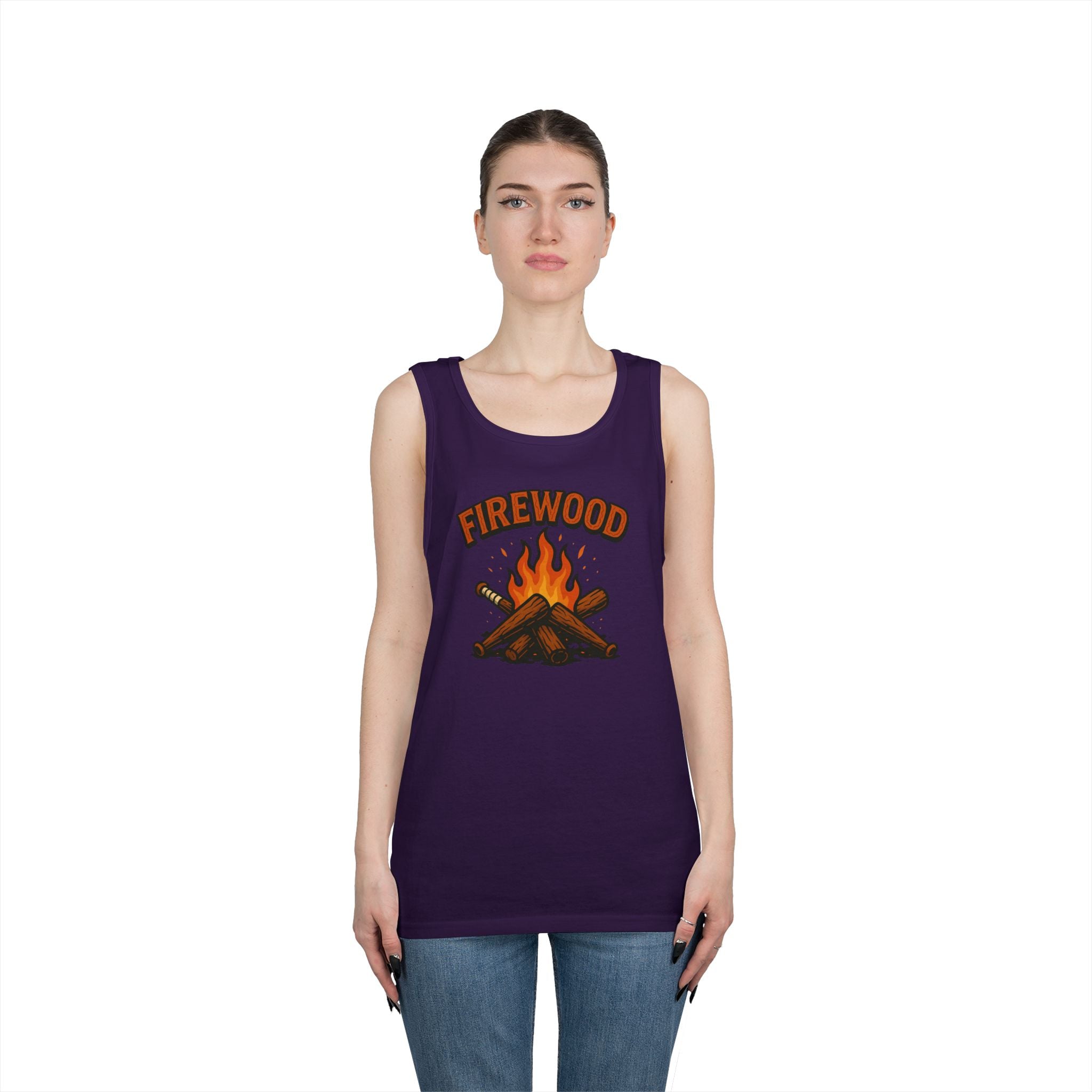 Firewood Baseball Tank Top – Retro Campfire Graphic Shirt