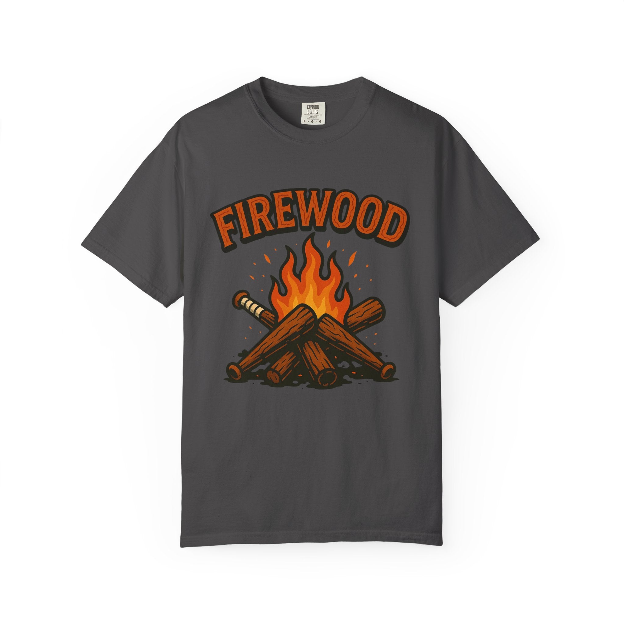 Firewood Baseball Tee – Retro Campfire Graphic Shirt